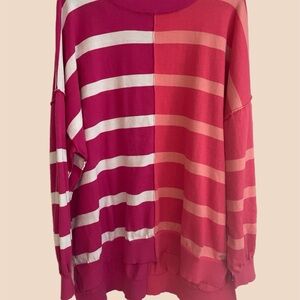 Andree Vibrant Pink and Cream Striped Sweater